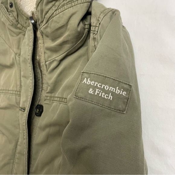 Abercrombie & Fitch Sherpa Lined Utility Jacket Y2K Olive Green Women’s Medium - Picture 6 of 11